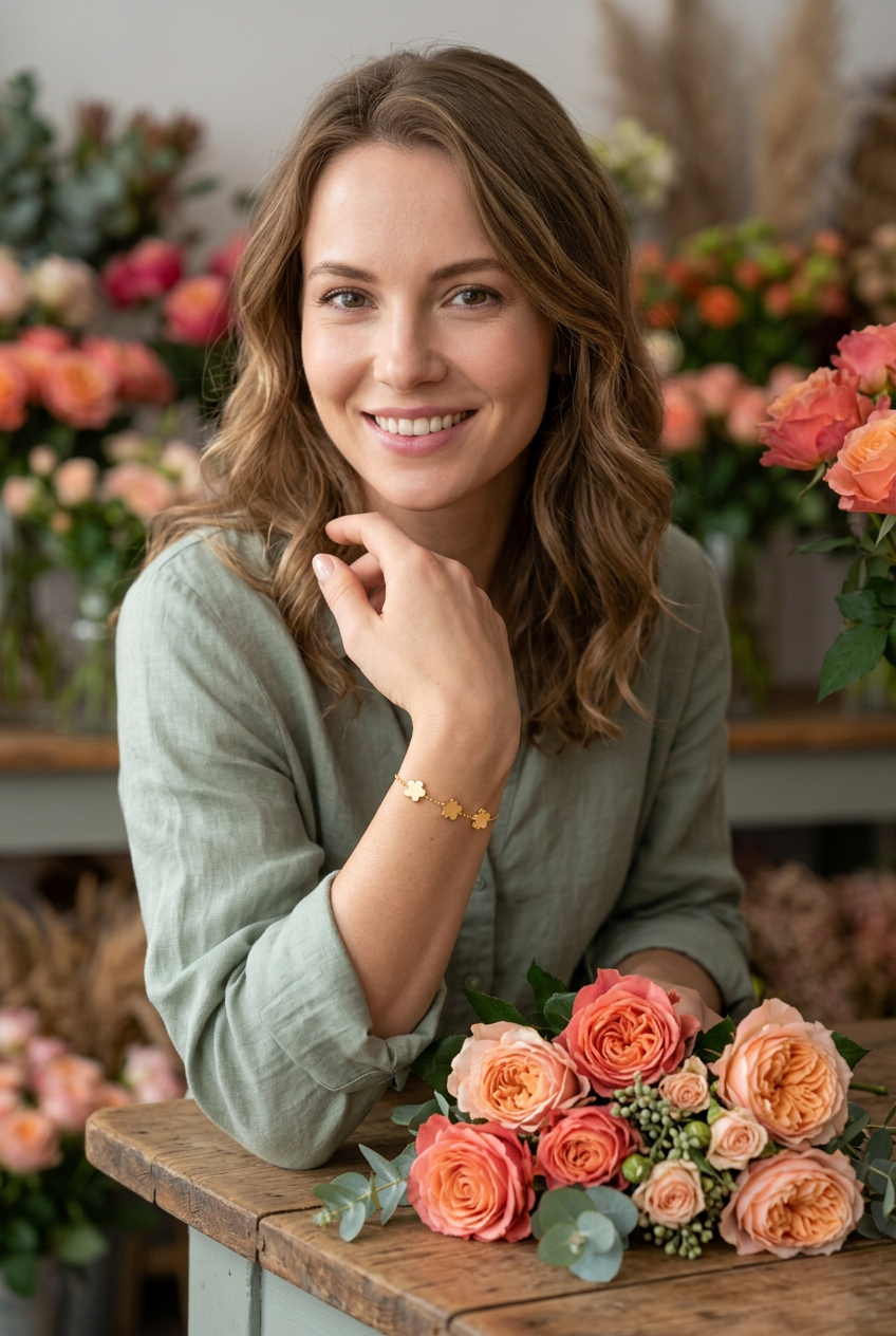 Aerivova Bloom Floral Charm Bracelet, a Botanical-Inspired Accent for Colorful Sleeves and Personal Everyday Styling