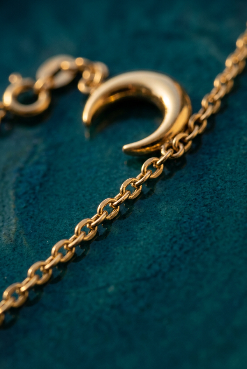 Aerivova Luna Gold-Tone Crescent Moon Pendant Necklace with Fine Chain for Everyday and Evening Styling