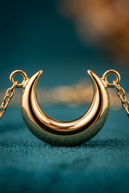 Aerivova Luna Gold-Tone Crescent Moon Pendant Necklace with Fine Chain for Everyday and Evening Styling