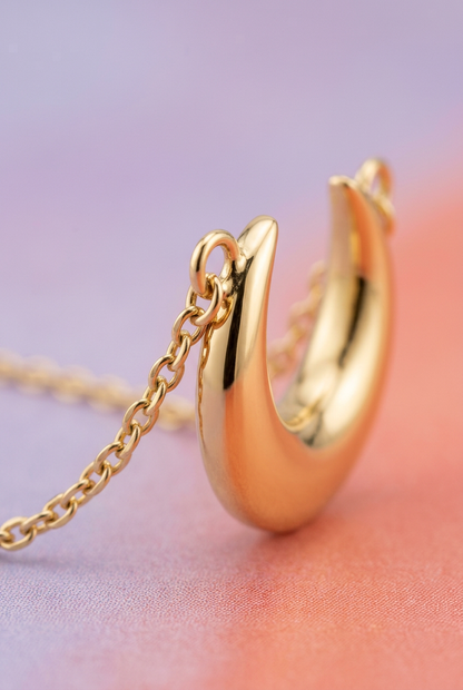 Aerivova Luna Gold-Tone Crescent Moon Pendant Necklace with Fine Chain for Everyday and Evening Styling