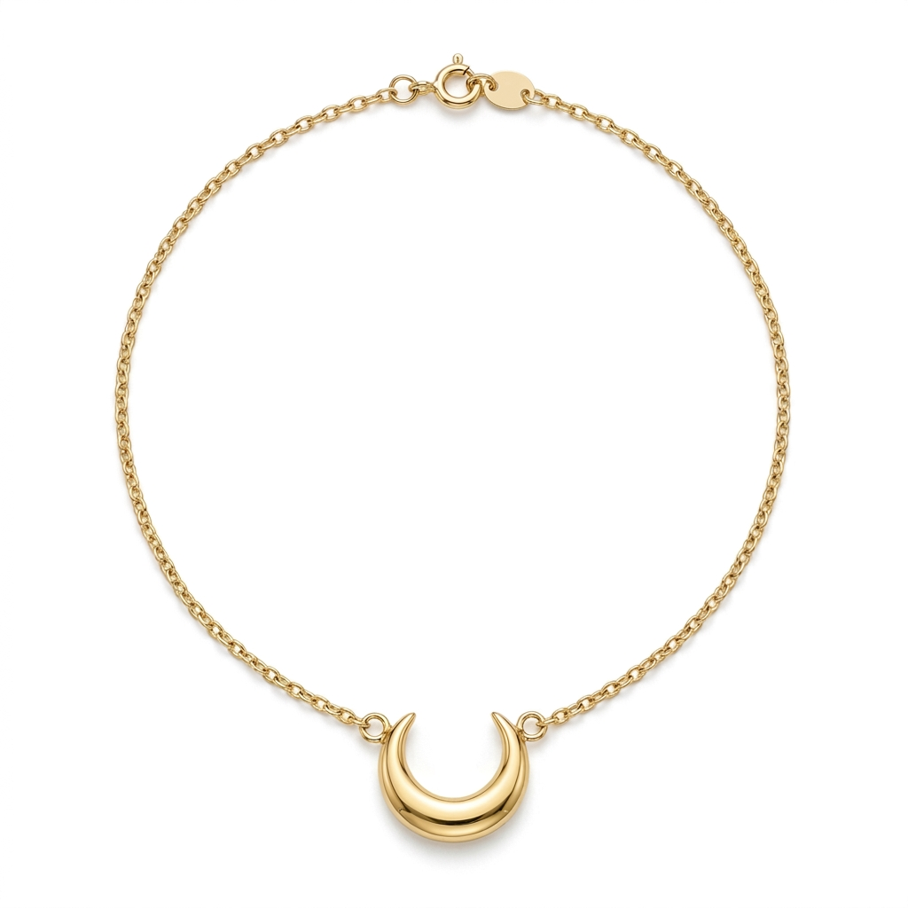 Aerivova Luna Gold-Tone Crescent Moon Pendant Necklace with Fine Chain for Everyday and Evening Styling