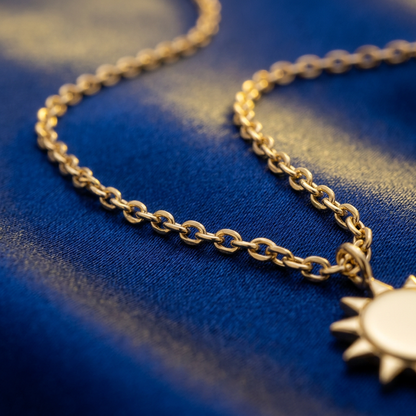 Aerivova Solstice Sun Medallion Necklace for Radiant Color Palettes, Open Necklines and Expressive Everyday Styling