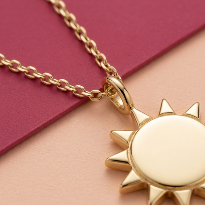 Aerivova Solstice Sun Medallion Necklace for Radiant Color Palettes, Open Necklines and Expressive Everyday Styling