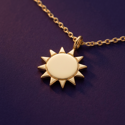 Aerivova Solstice Sun Medallion Necklace for Radiant Color Palettes, Open Necklines and Expressive Everyday Styling