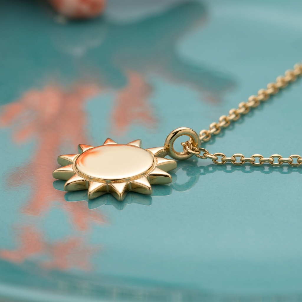 Aerivova Solstice Sun Medallion Necklace for Radiant Color Palettes, Open Necklines and Expressive Everyday Styling