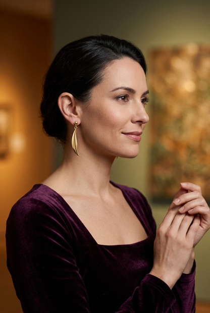 Aerivova Willow Sculptural Drop Earrings, Flowing Lines for Swept-Back Hair and Expressive Occasion Styling